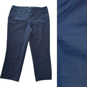 Hilary Radley Blue White Polka Dot Mid Rise Chino Capri Pants Size 10